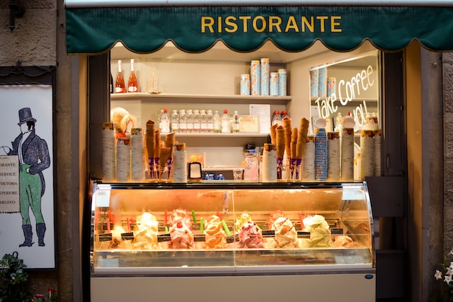 assorted ice cream in glass rack