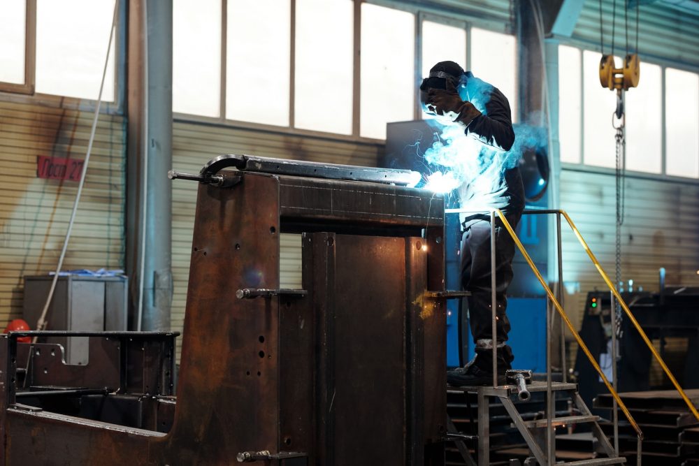 worker in protective mask