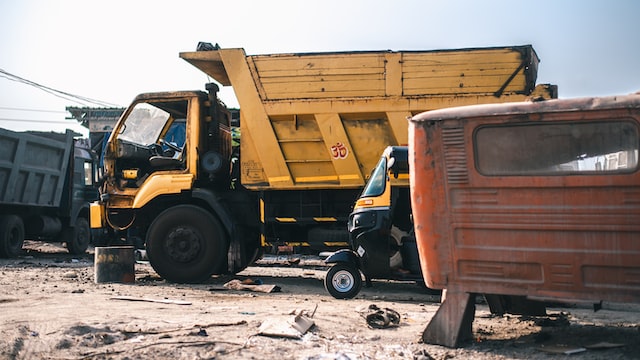 yellow dump truck